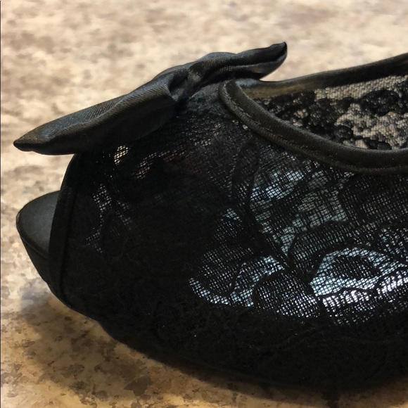 Deb Black Lace Peep-Toe Heels - Picture 4 of 5